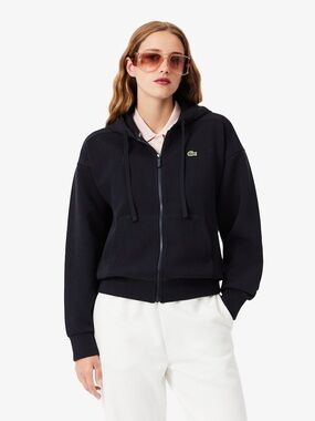 Lacoste Women’s Black Full-Zip Hooded Sweatshirt